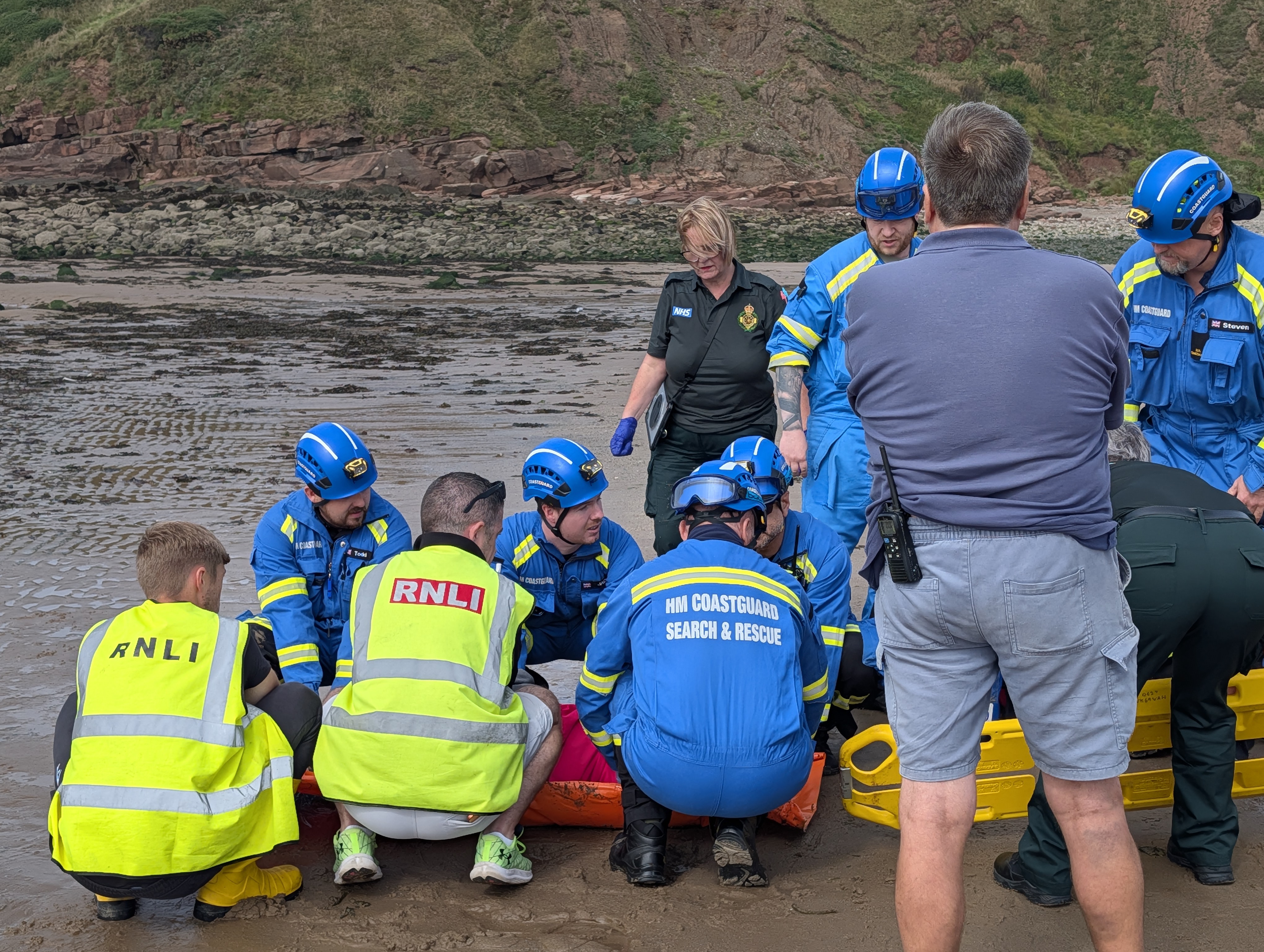 t Bees RNLI assist HM Coastguard Whitehaven with a casualty on St Bees beach.