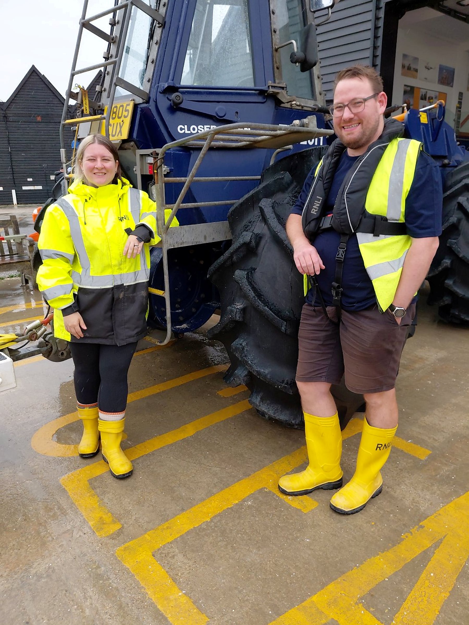 Emily Francis and Liam Masters who have passed out as Launch Vehicle Operaters at Whitstable RNLI.