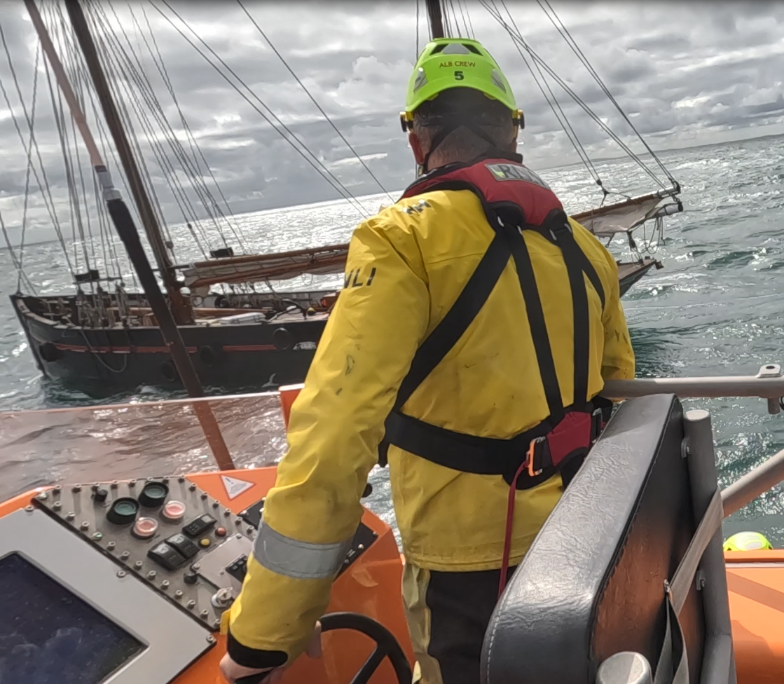 RNLI Moelfre All Weather Lifeboat with the casualty vessel