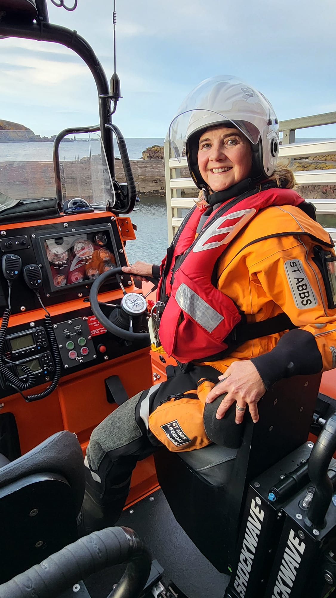 Woman on lifeboat