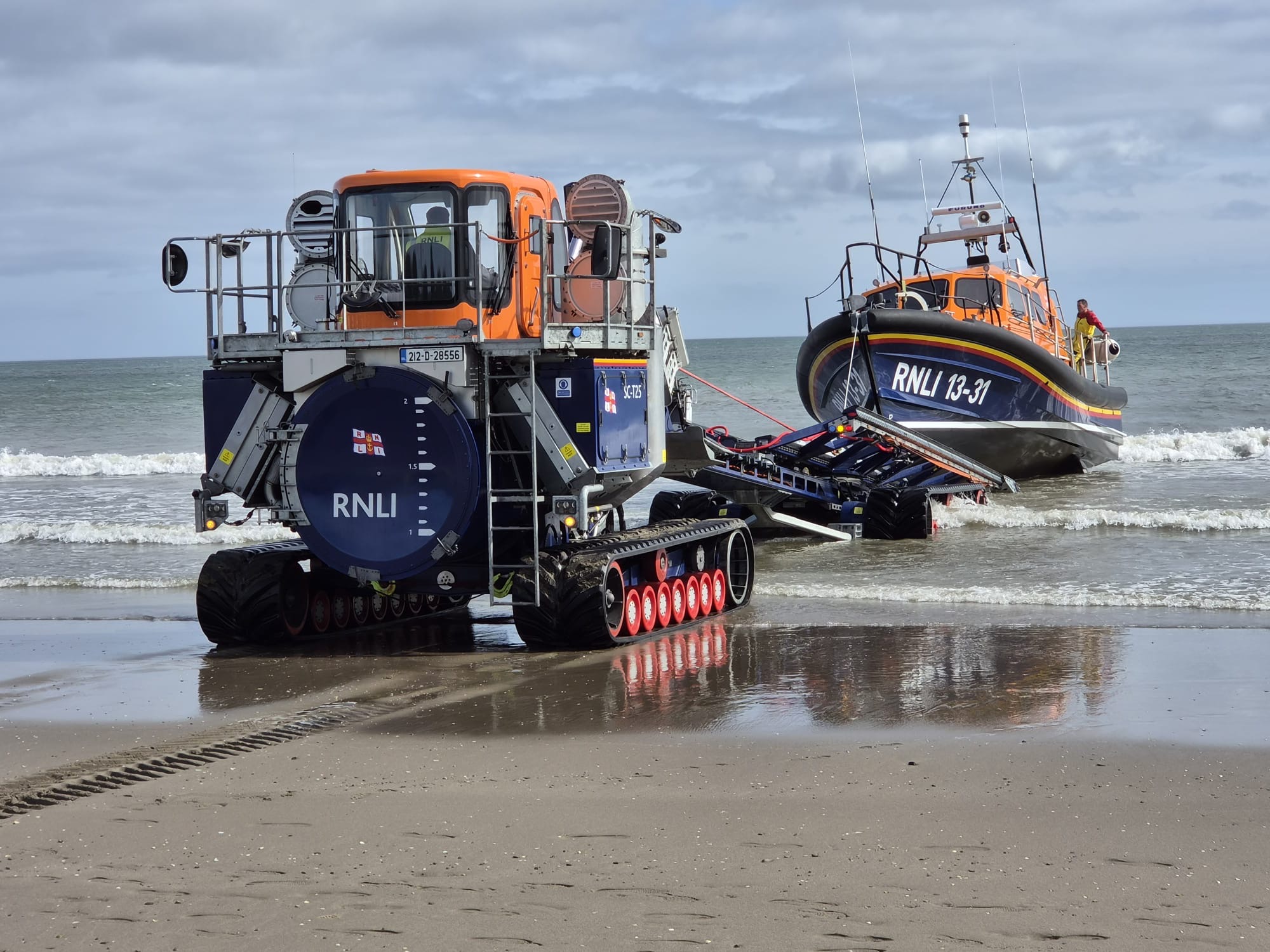 Clogherhead Lifeboat being brought ashore after rescue