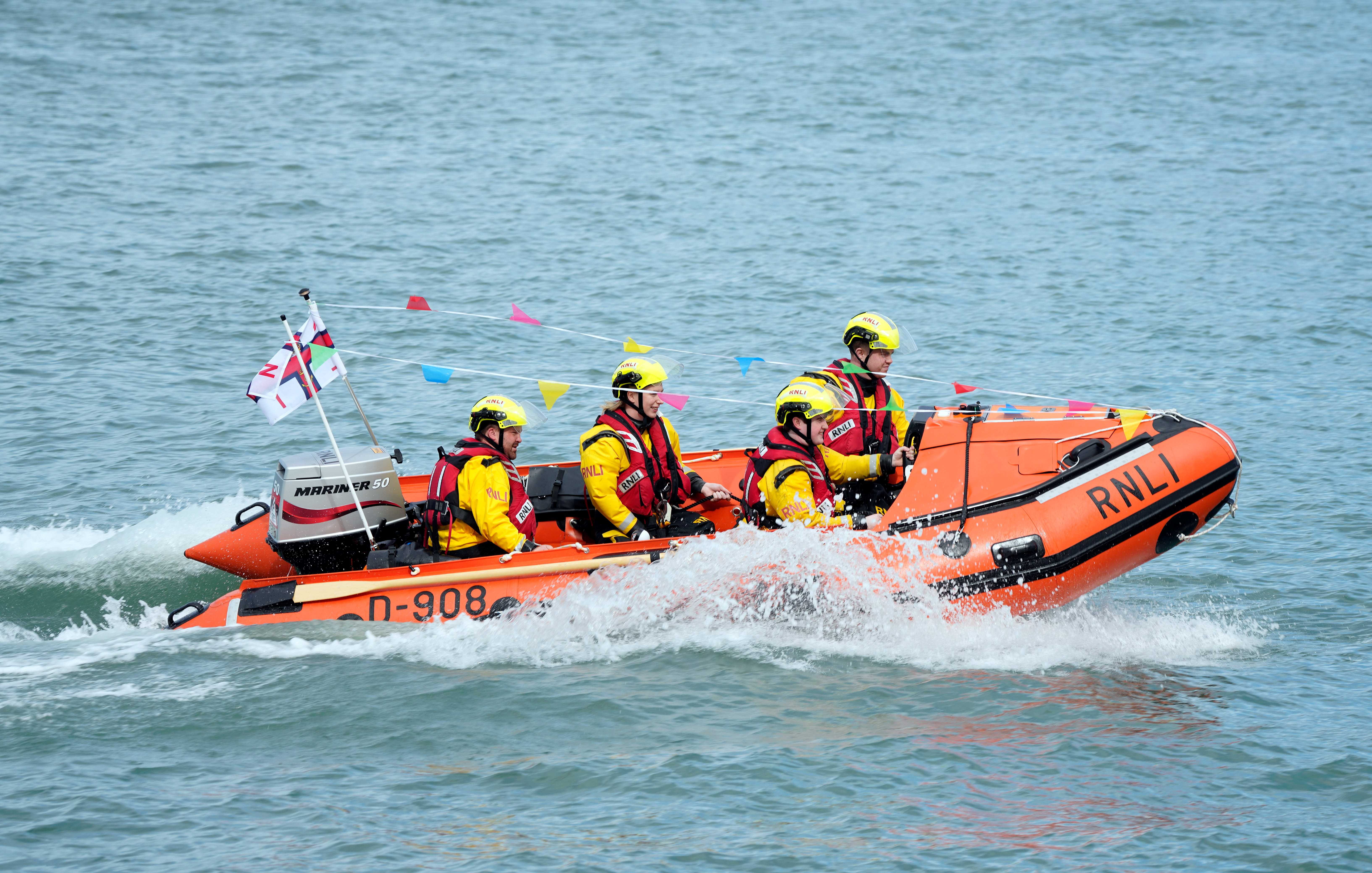 Newcastle RNLI's D class Cameronian launching after the ceremony