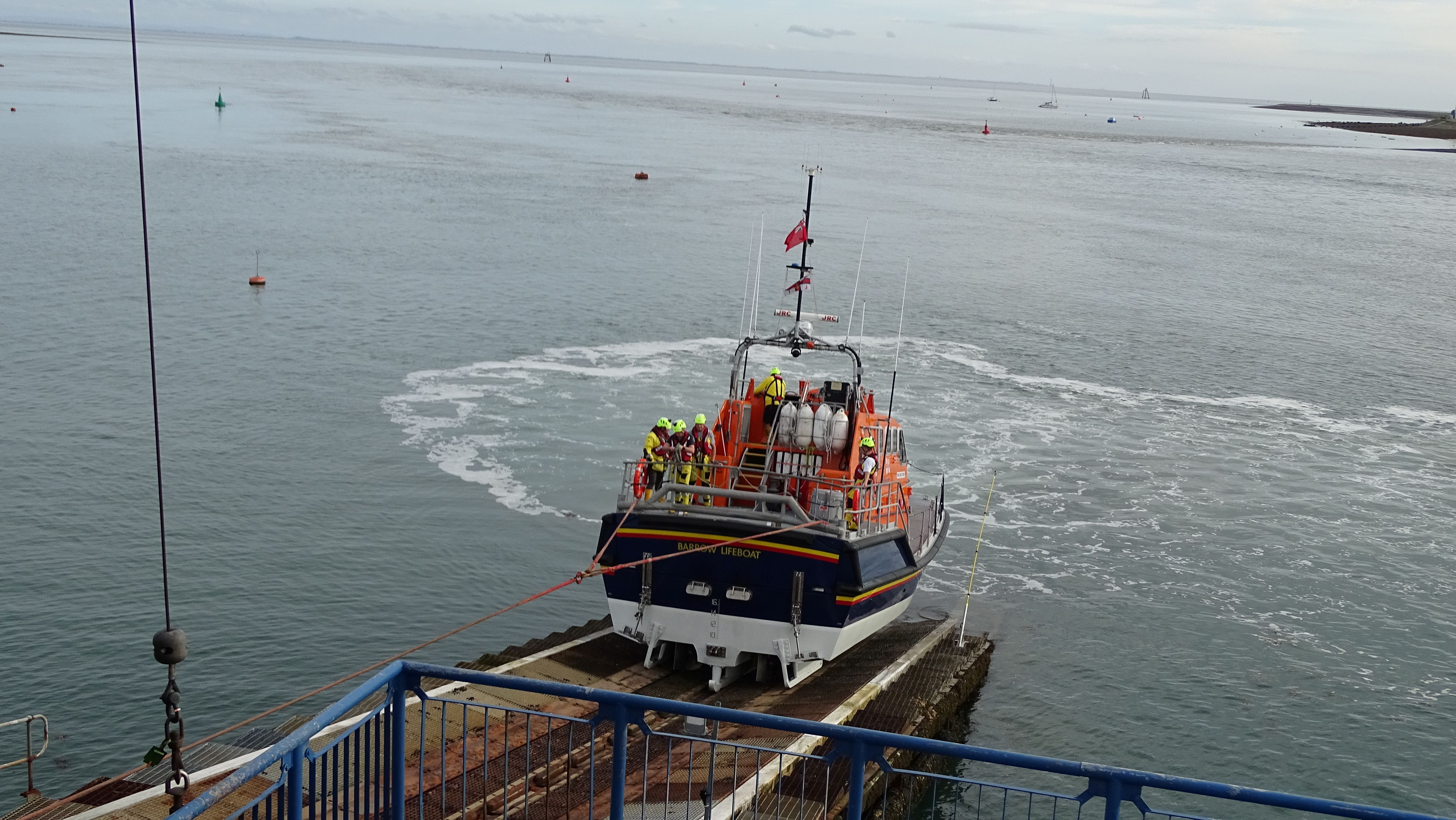 Recovery of Barrow Lifeboat on conclusion of the call-out