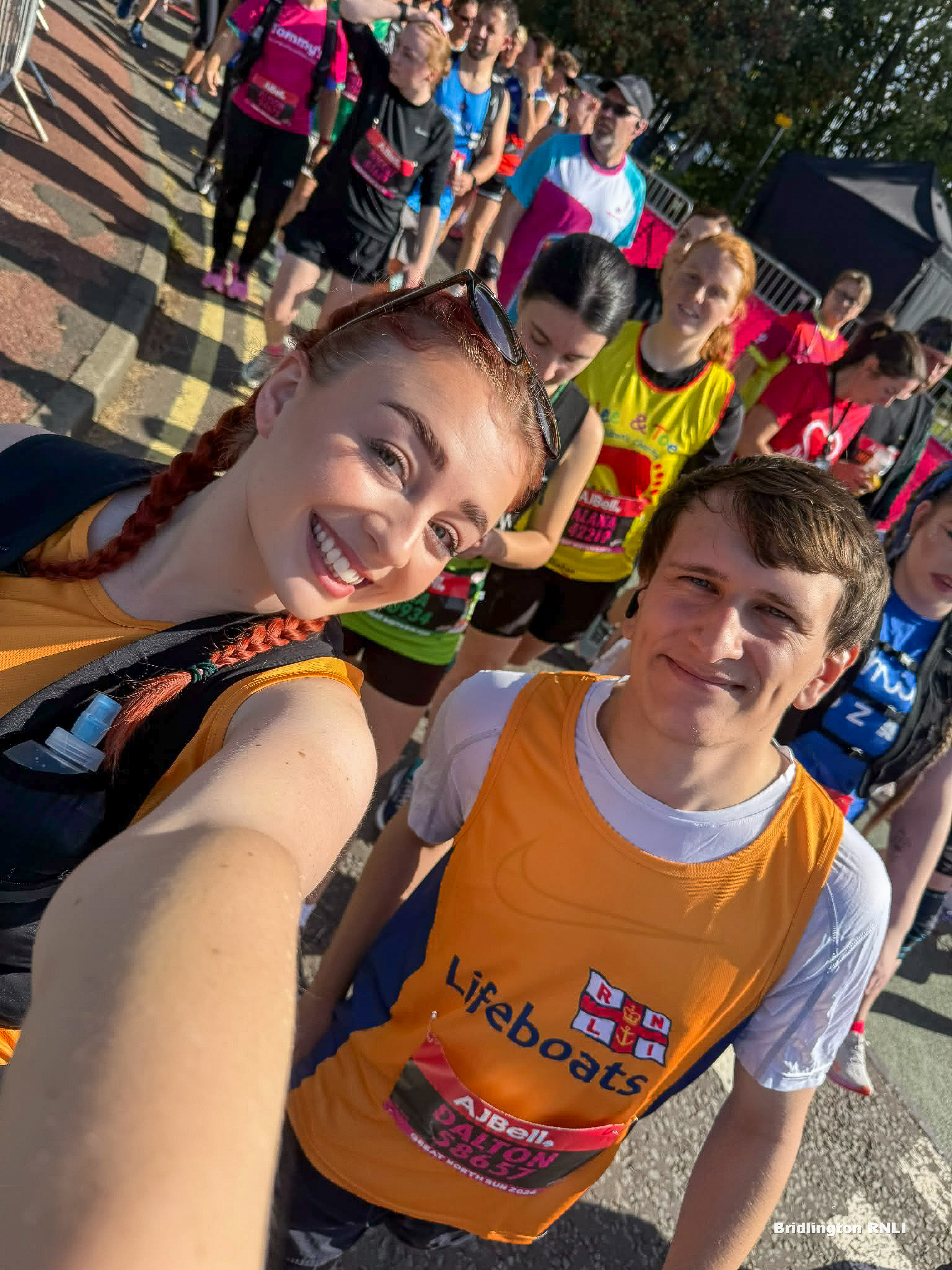 Dalton Smith and Natalie Clydesdale ready to start the Great North Run.
