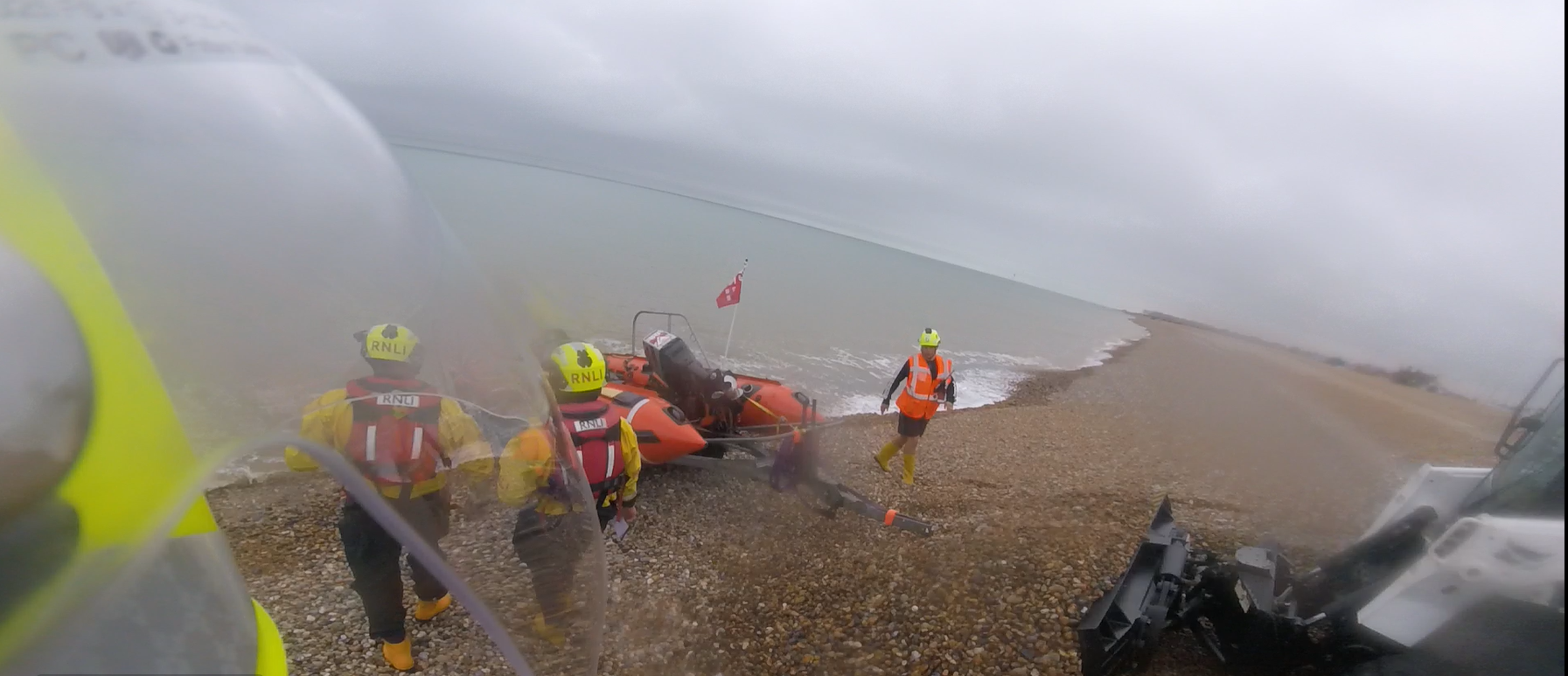 D Class lifeboat launches on service.