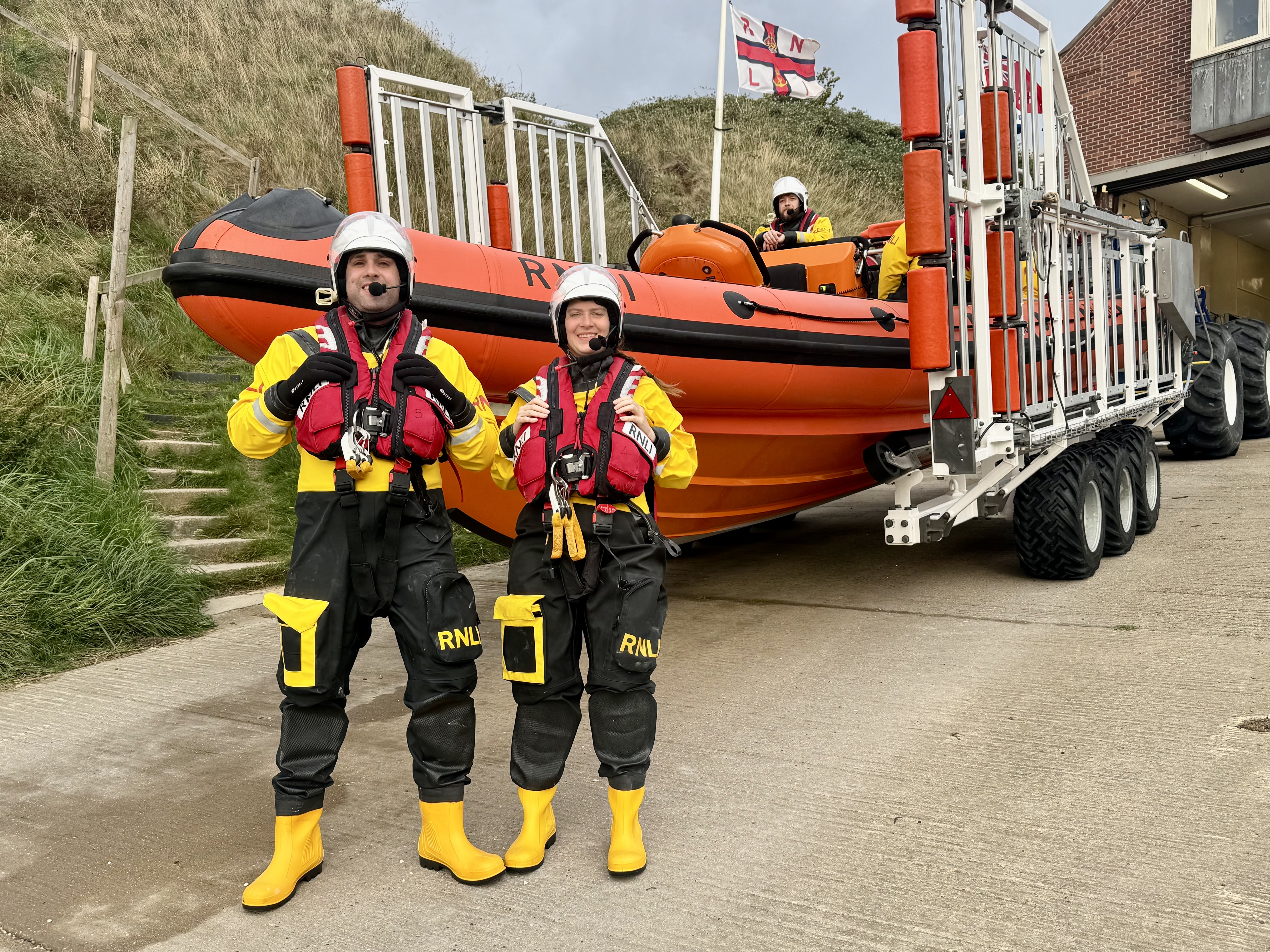 Richard and Diane in their dry suits ready for training. 