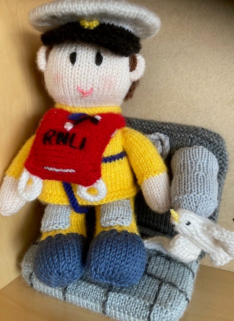 Lenny the Crew member made out of knitting wool