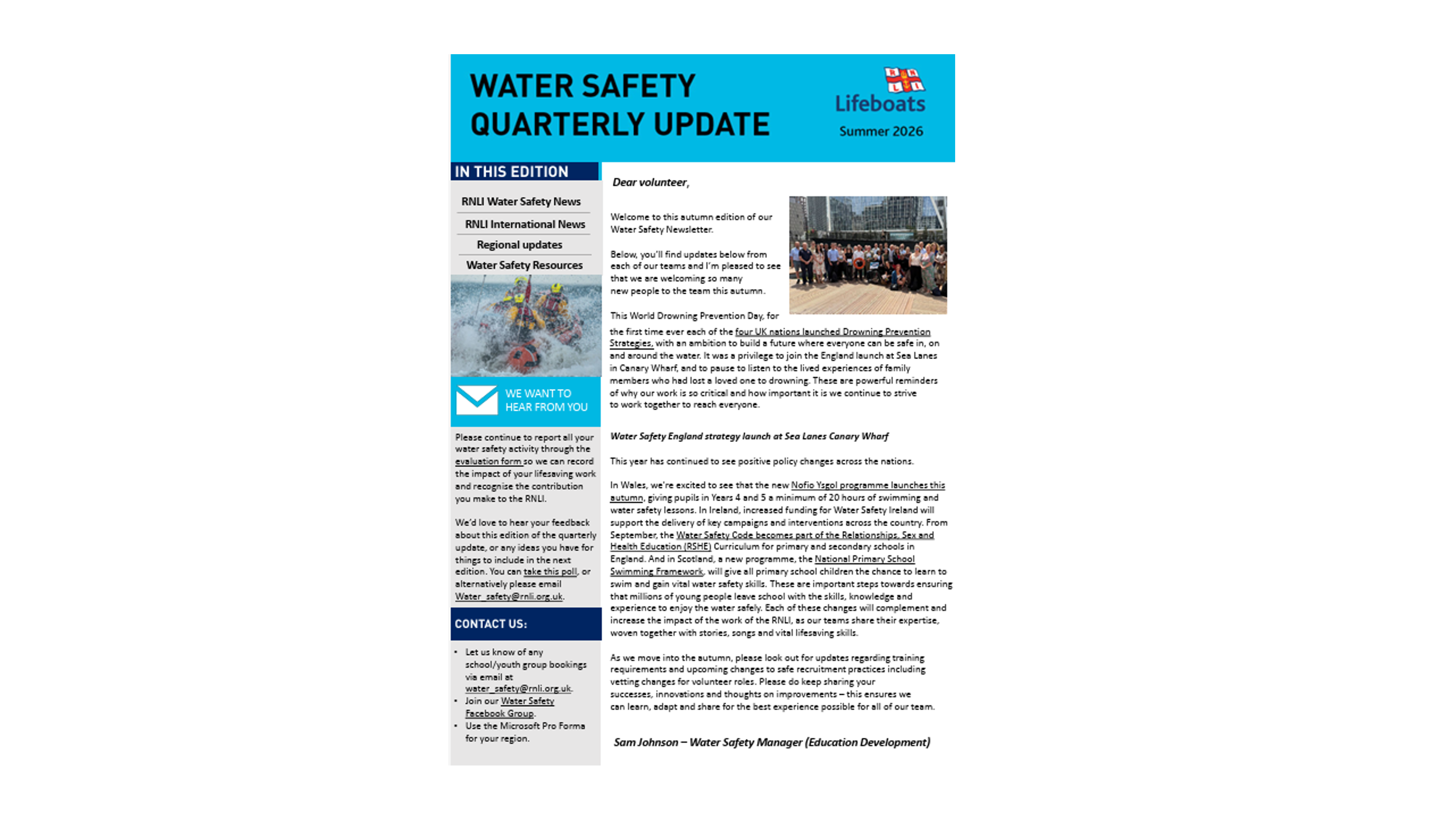 Summer 2026 Water Safety Quarterly Update
