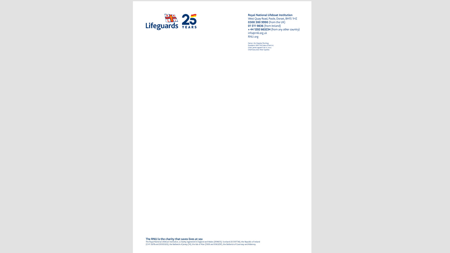 Lifeguard 25 Letterhead.