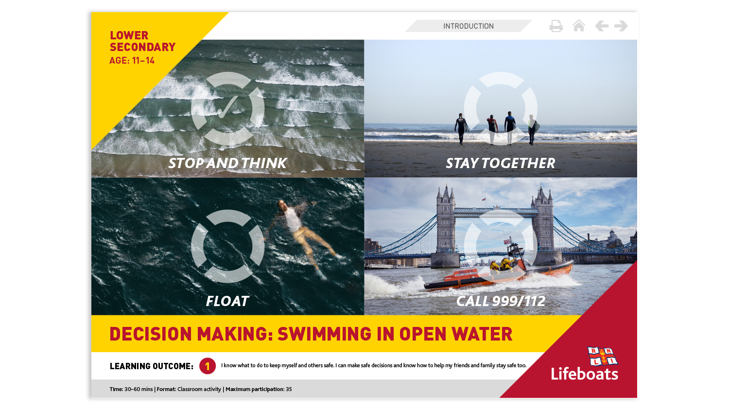 Guidance notes swimming in open water.