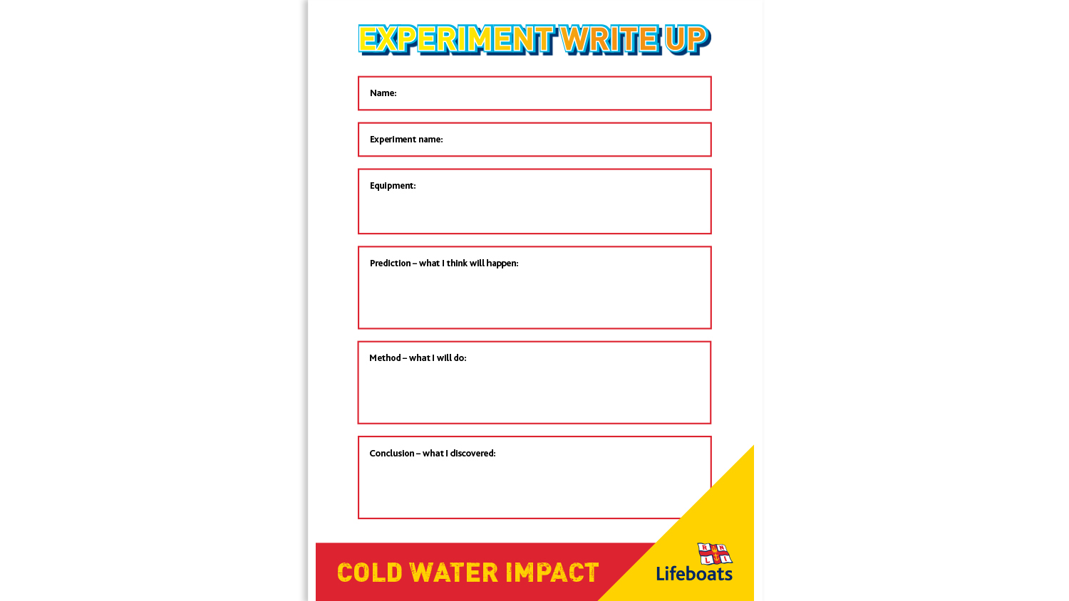 Cold Water Impact Worksheet.