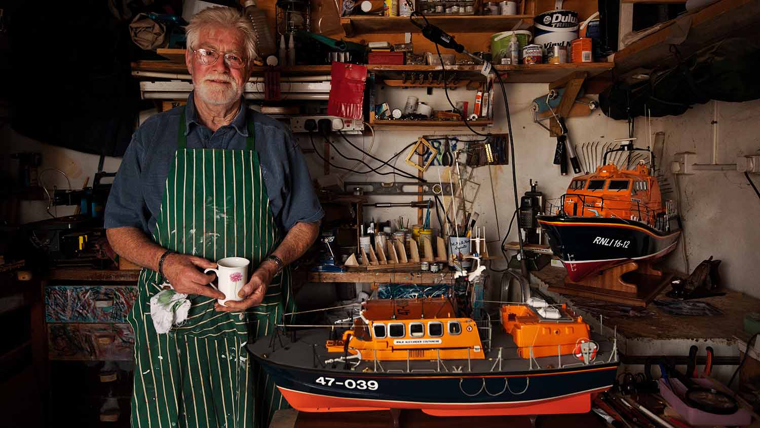 Model Maker Dave Turner whose model lifeboats have pride of place at St Helier Lifeboat Station