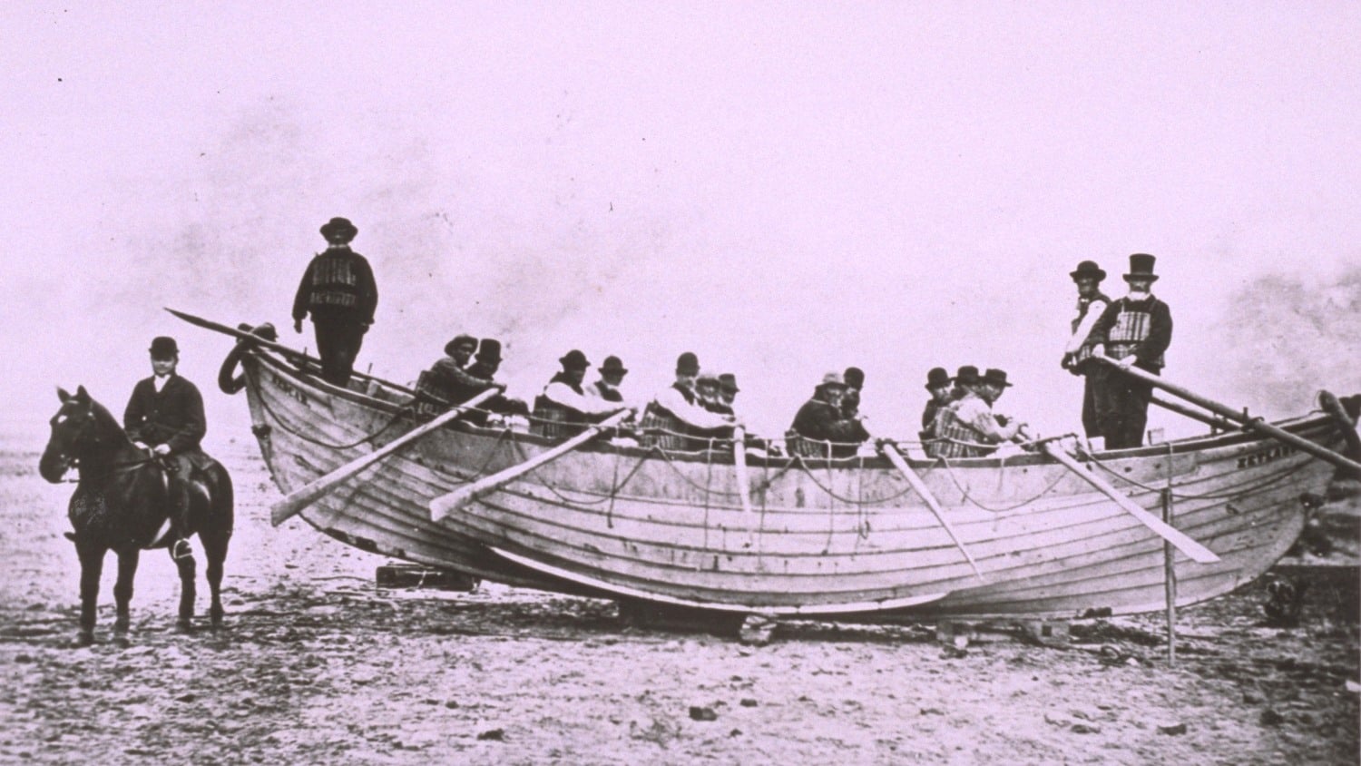 The oldest surviving lifeboat, the Zetland, at Redcar in c1860s