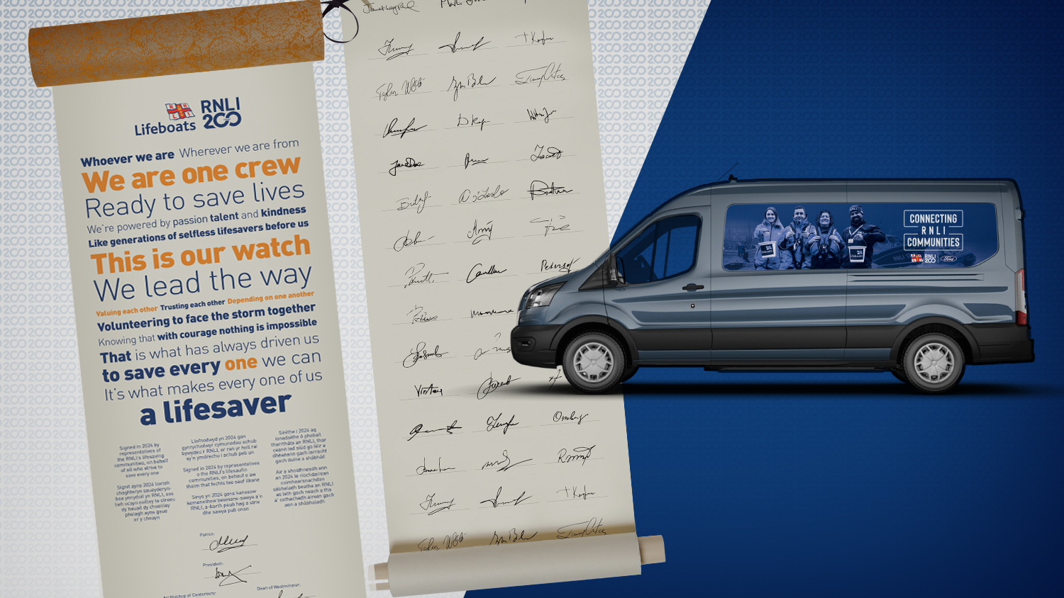 RNLI scroll and ford vehicle