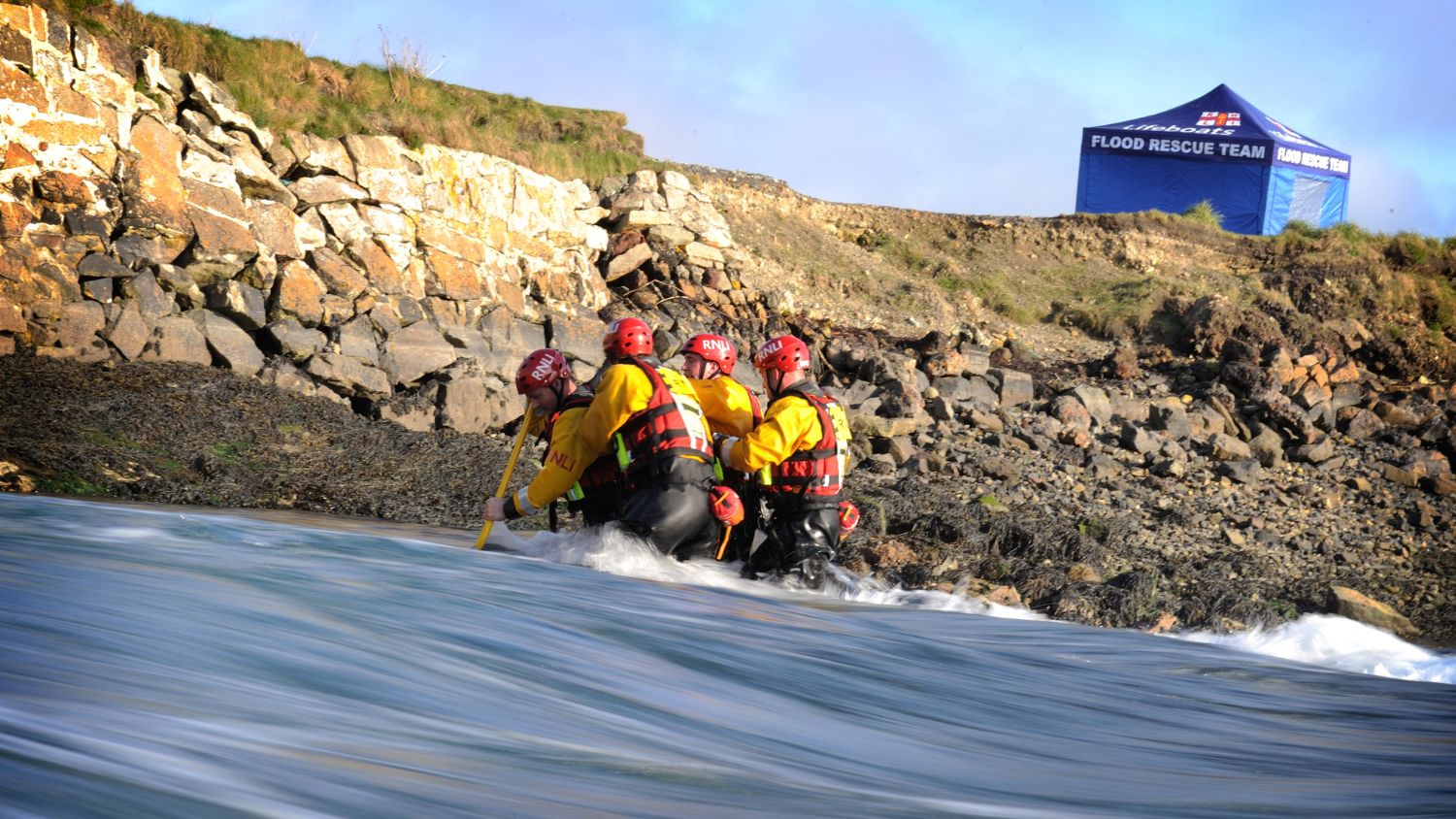 The Flood Rescue Team on a training exercise in the water.