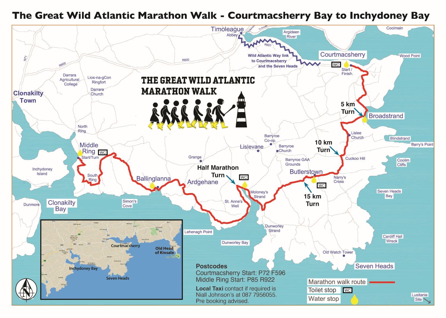 Great Wild Atlantic Marathon Walk outline map