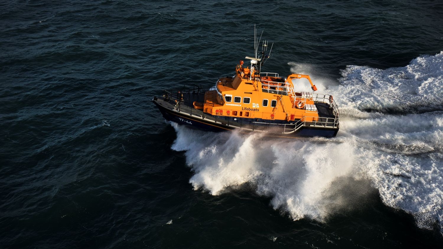 Aerial shot of Castletownbere Severn class lifeboat Annette Hutton