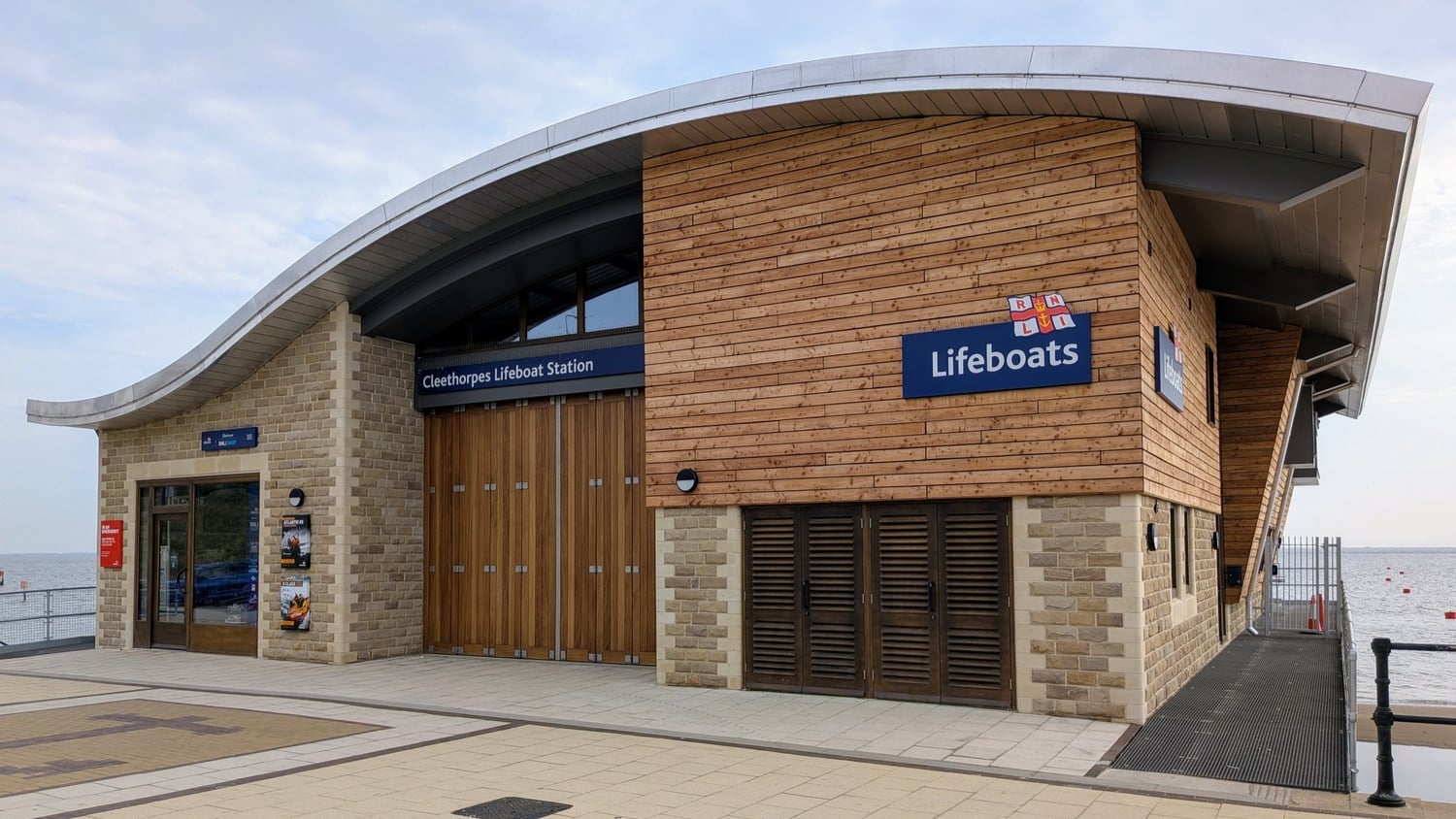 The lifeboat station at Cleethorpes, facing the building from ground level.