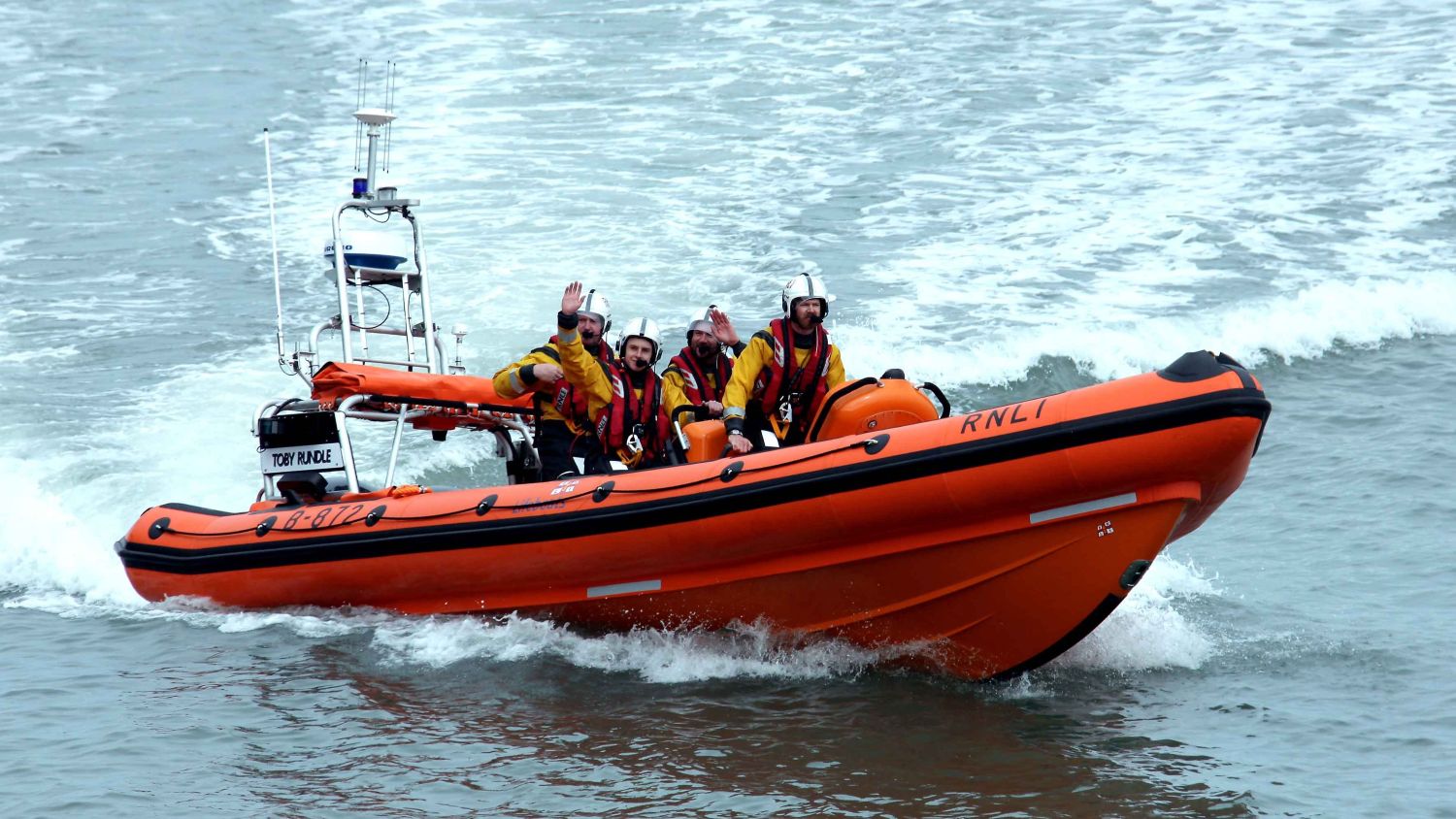 Clovelly Atlantic 85 inshore lifeboat Toby Rundle B-872 at sea.