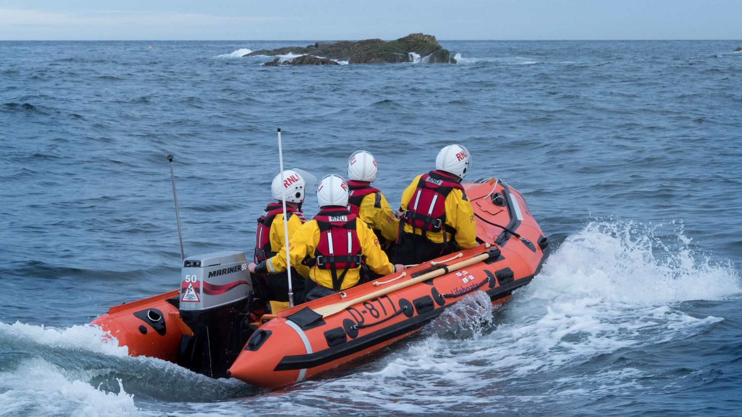Training exercise on D class inshore lifeboat 'Sheila'.