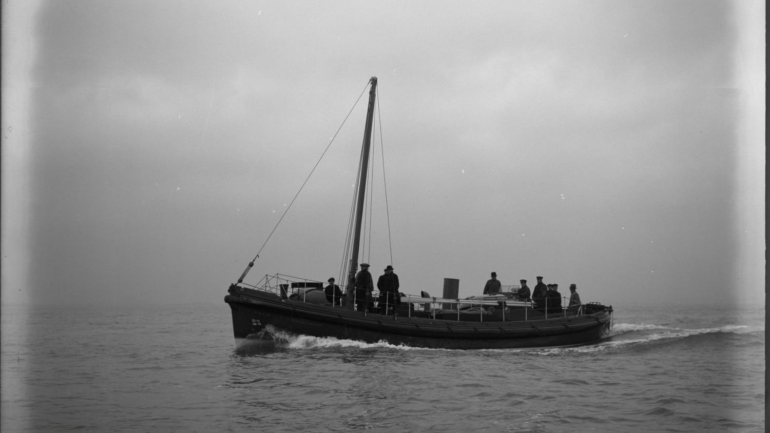 Humber 45 foot 6 inch Watson motor class lifeboat City of Bradford II ON 709; scan from a glass plate.