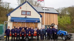 Group photo of Little and Broadhaven crew stood in front of their newly renovated station.