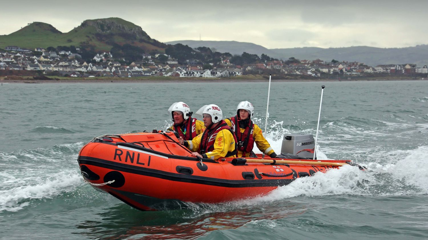 Llandudno D-class inshore lifeboat Dr Barbara Saunderson D-793 at sea.