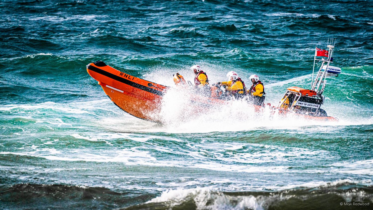 Lyme Regis Atlantic 85 inshore lifeboat Spirit of Loch Fyne B-857 at sea