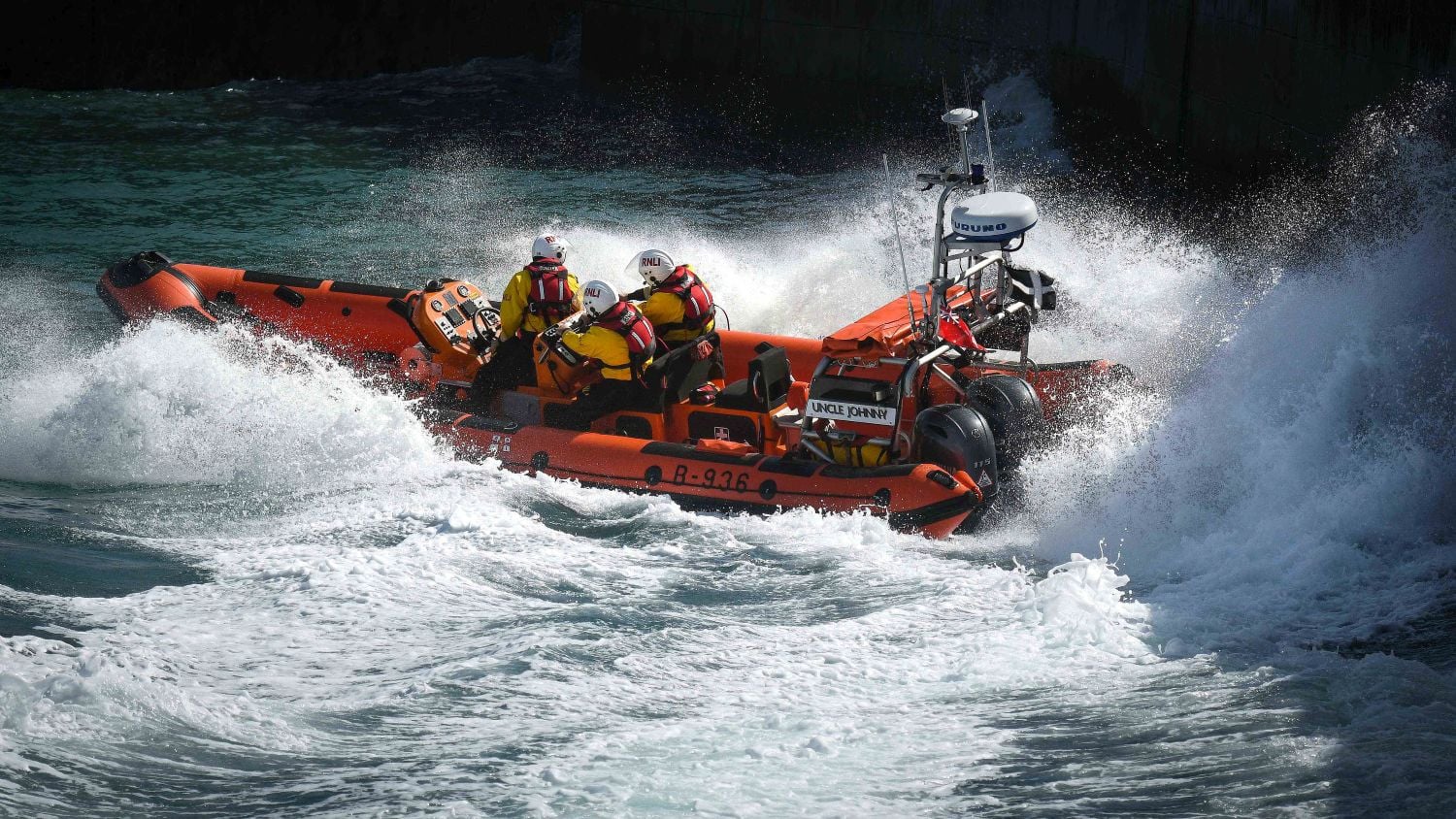Newquay Atlantic 85 inshore lifeboat the Uncle Johnny B-936 at sea