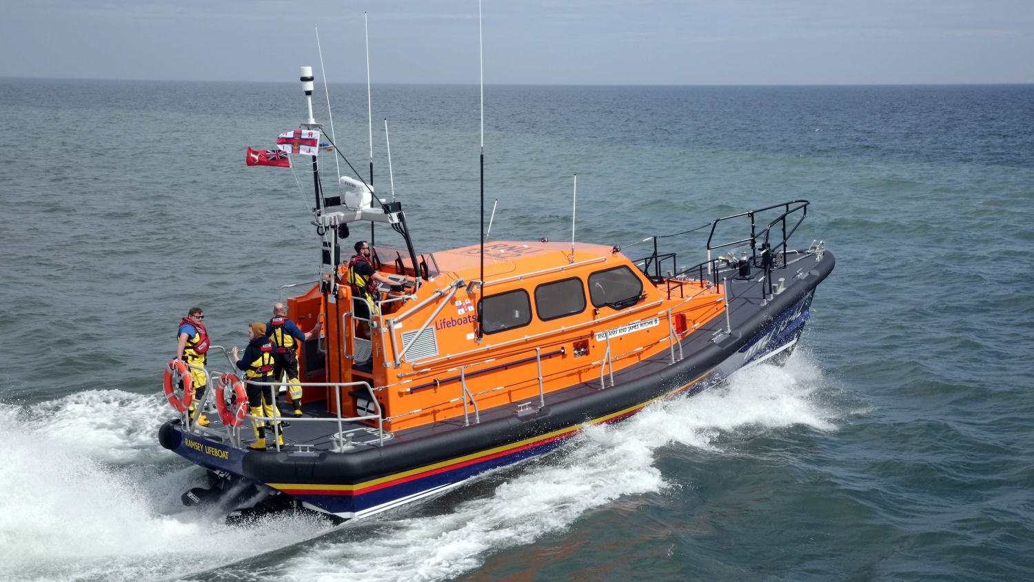 Ramsey Shannon class lifeboat Ann and James Ritchie II 13-42 at sea.