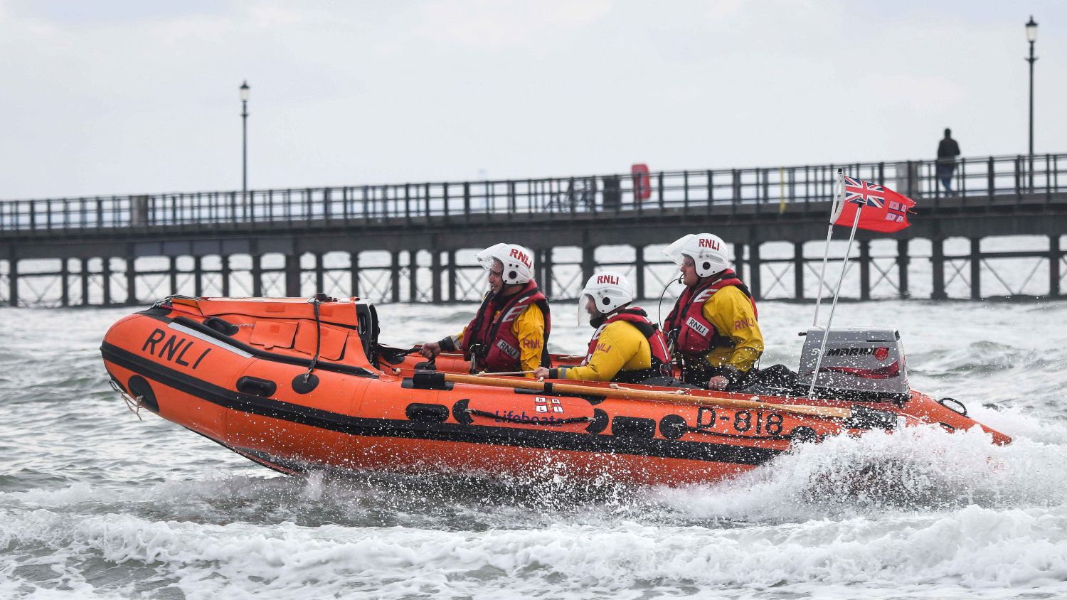 Southend D-class inshore lifeboat Len Thorne GM DFC D-818 at sea.