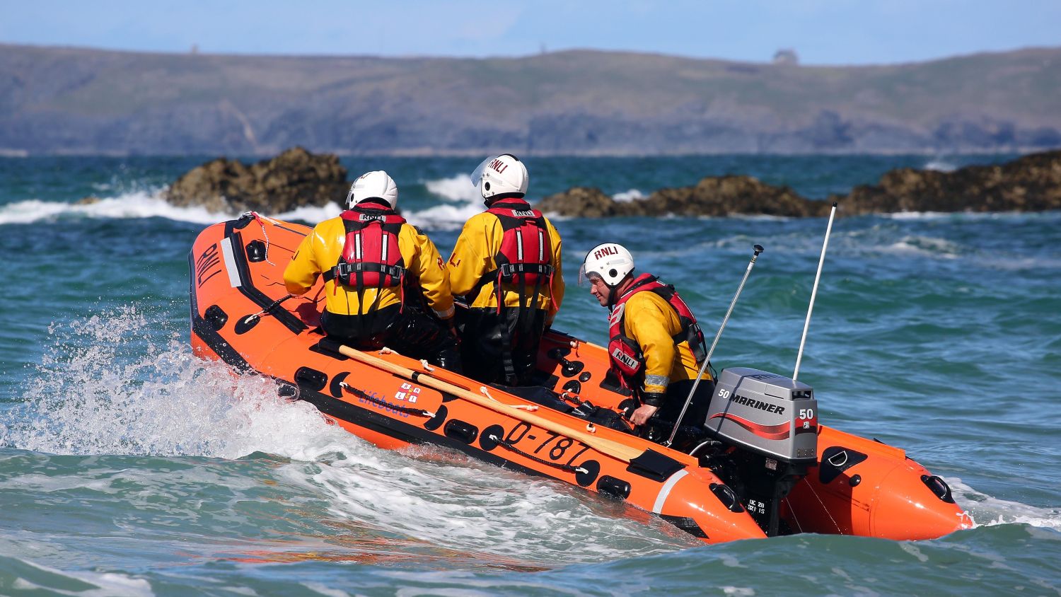 St Agnes D class inshore lifeboat Xkalibur D-787 at sea