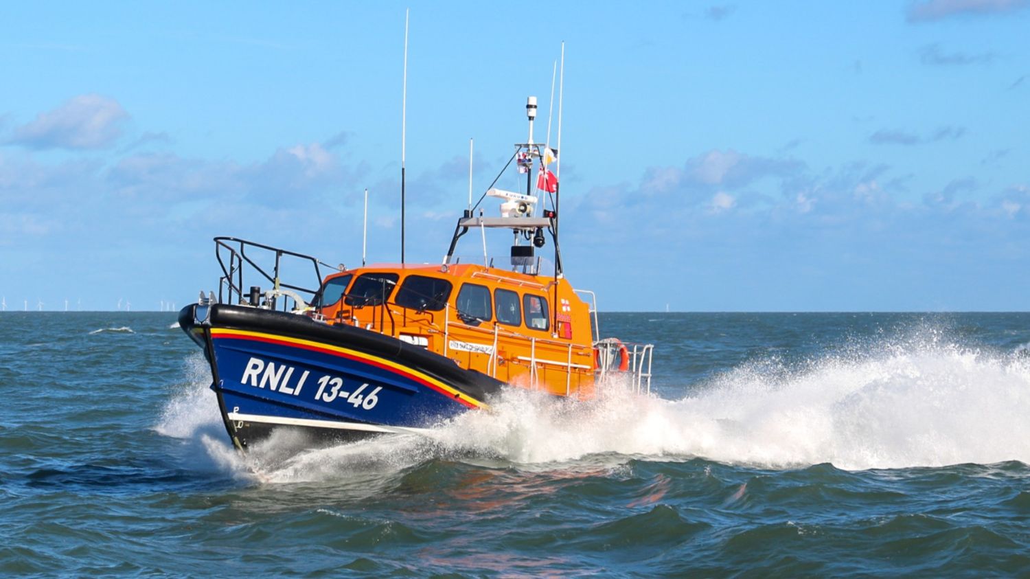 Wells Shannon class lifeboat Duke of Edinburgh 13-46 at sea on a training exercise