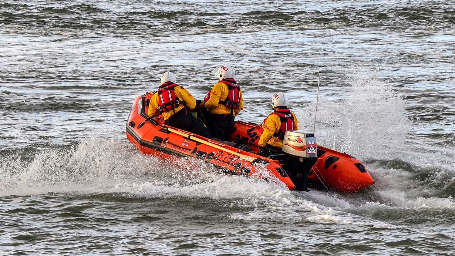 Wells RNLI D-Class inshore lifeboat Peter Wilcox D-797 at sea.