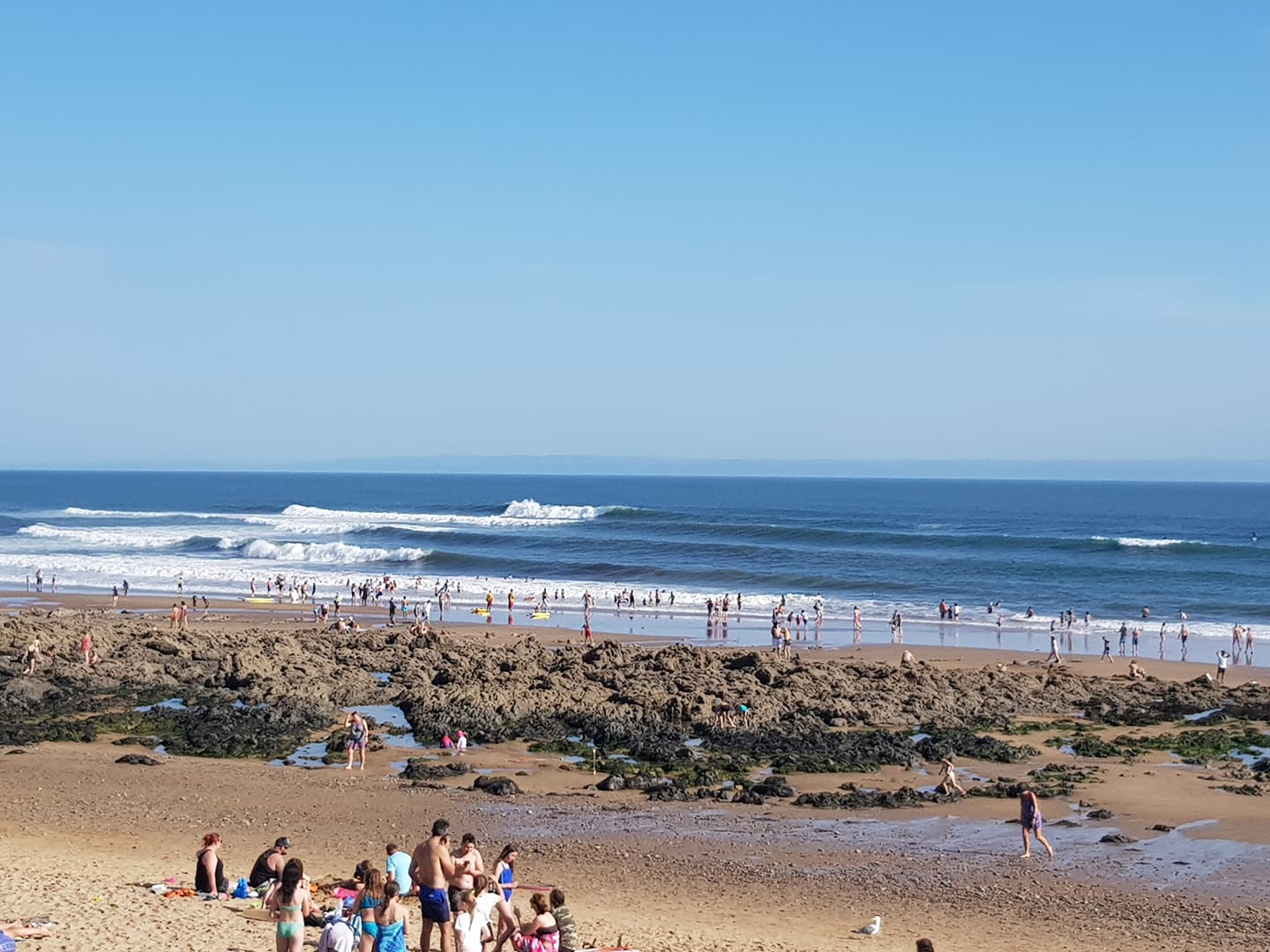The surf at Langland Beach on the day of the rescue