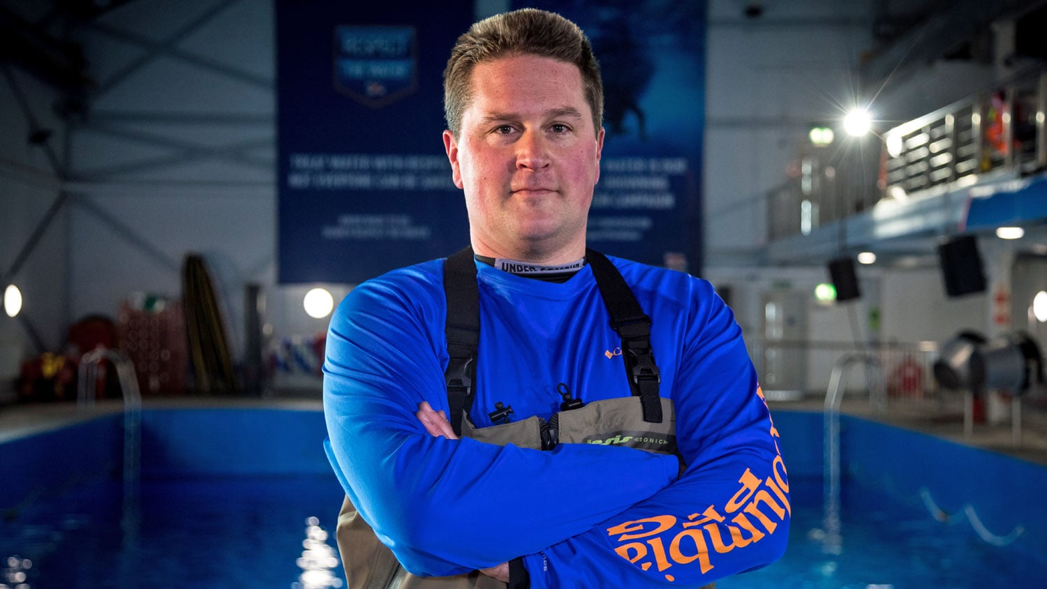 TV presenter and sea angler Henry Gilbey at the RNLI Sea Survival Centre in Poole, Dorset
