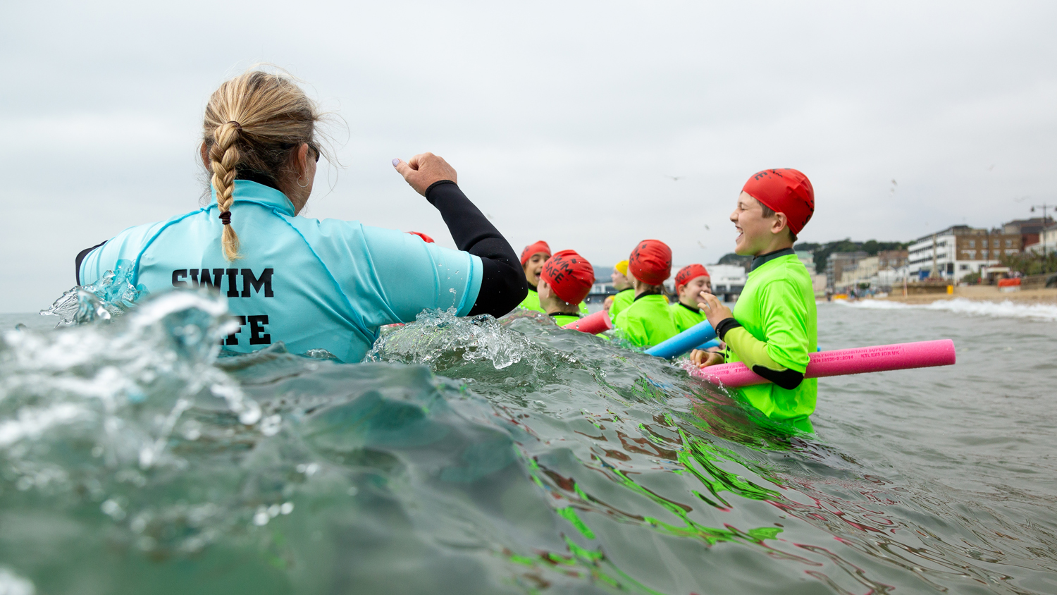 Swim Safe programme taking place at Sandown Beach on the Isle of Wight