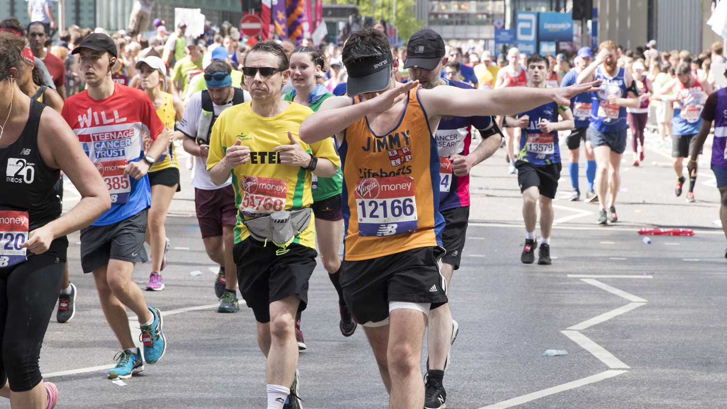 RNLI runner dabbing during the London Marathon