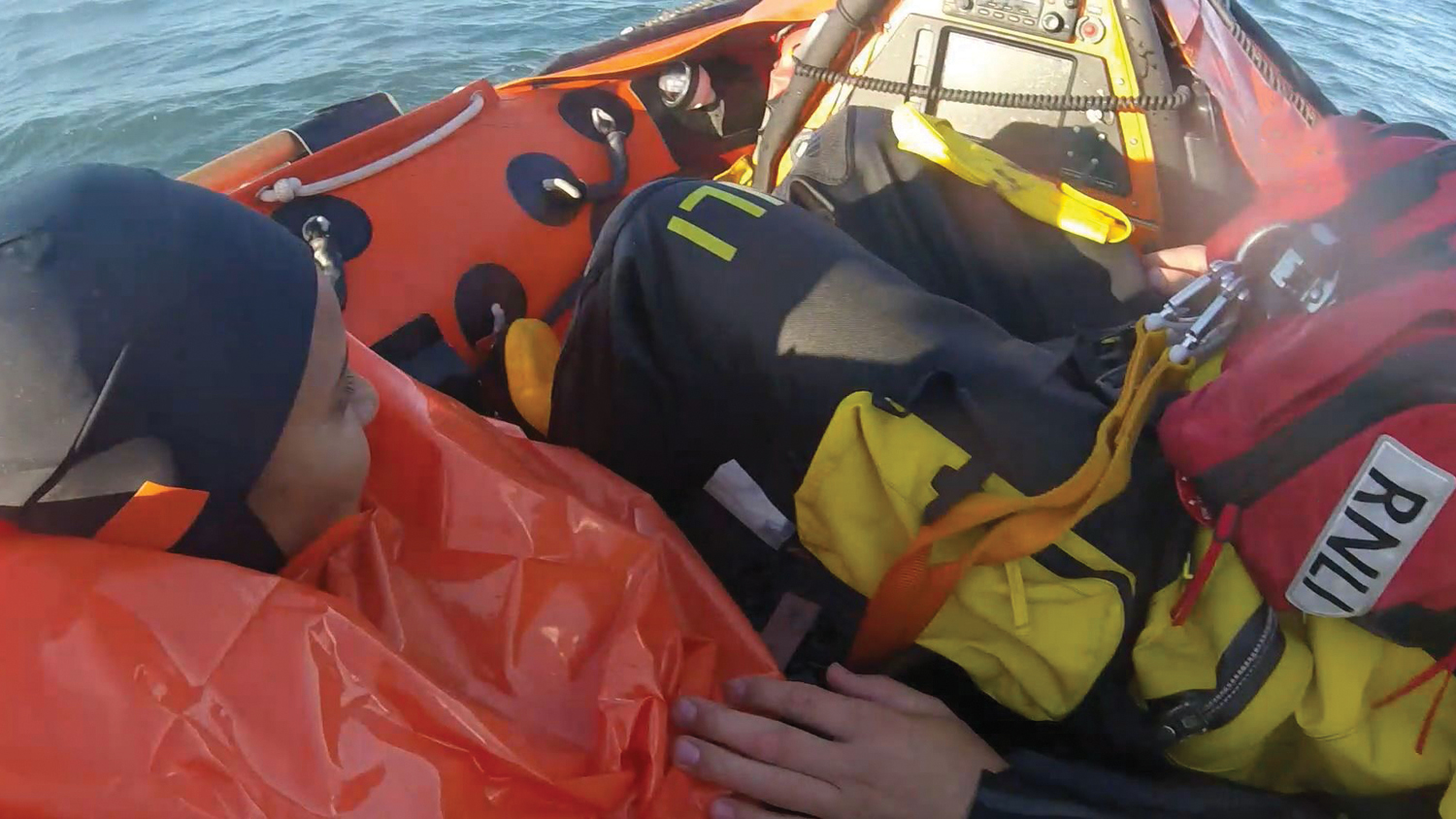 RNLI Blackpool crews looking after the stranded teenager