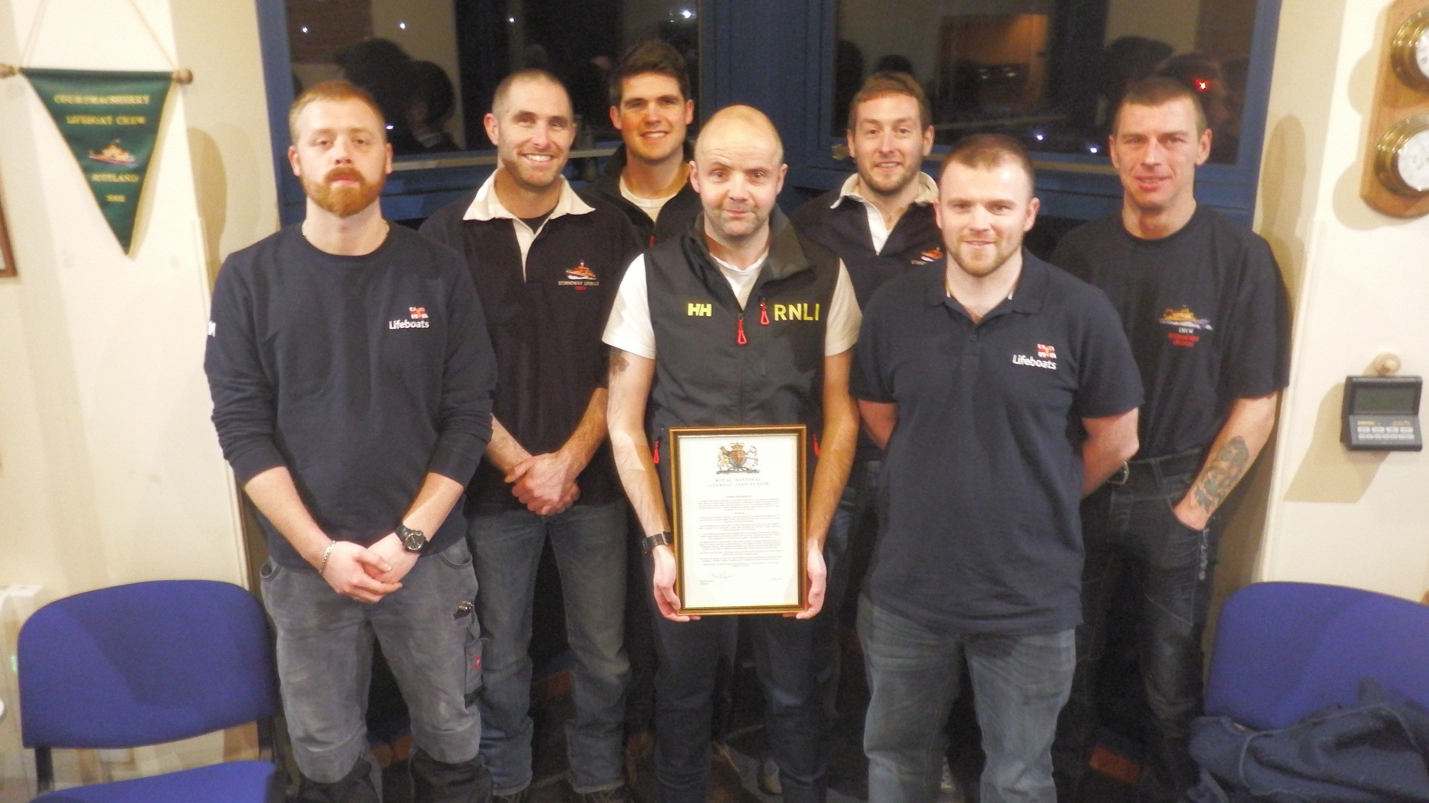 Coxswain David MacKinnon and crew received recognition for the outstanding service
