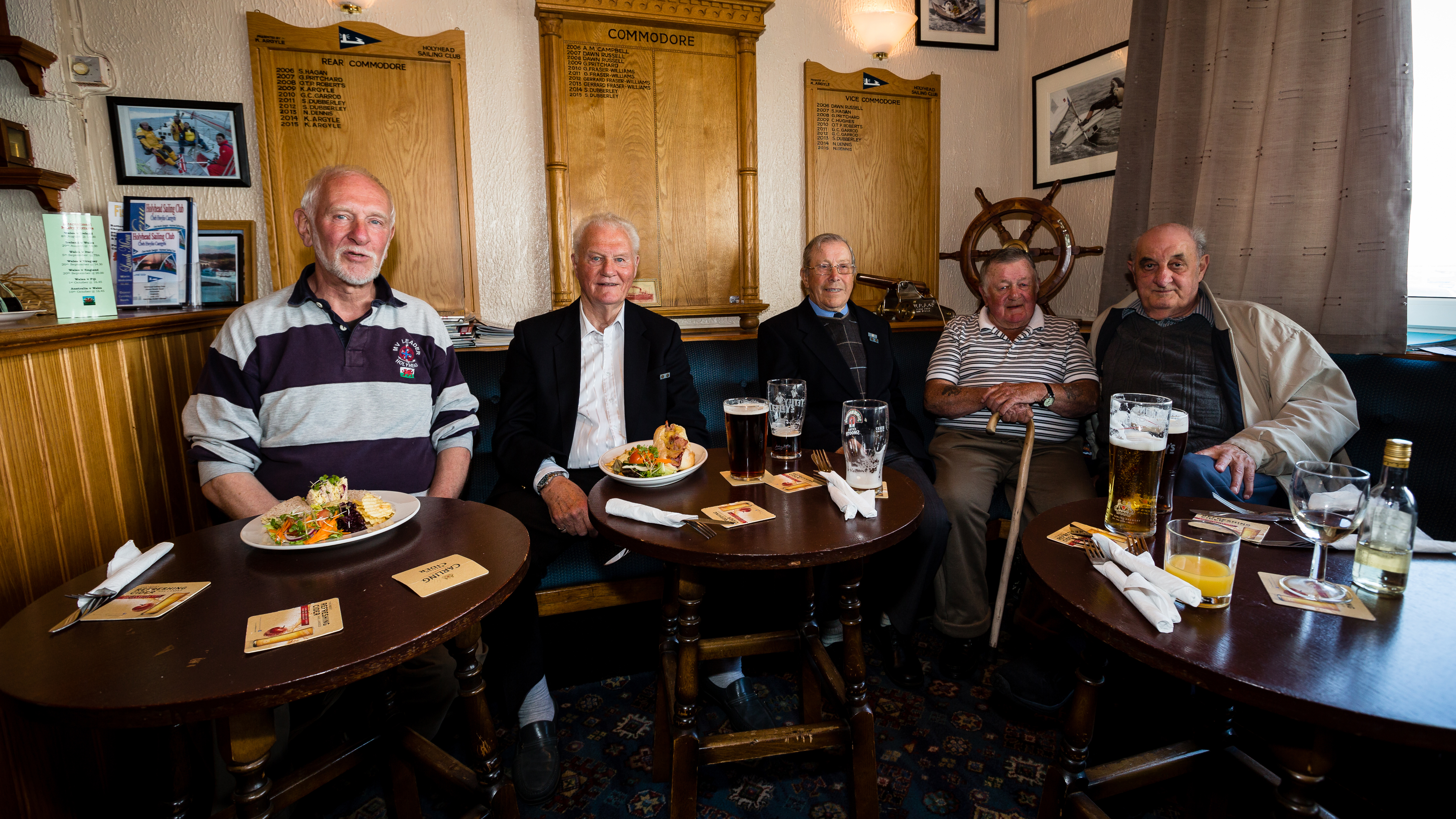The crew of Holyhead's St Cybi lifeboat: Graham Drinkwater, Jackie Hughes, Will Jones, Eric Jones, Brian Stewart