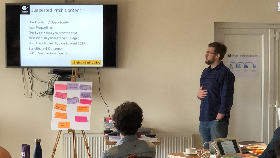 A briefing during the collaborative sprint in Cornwall