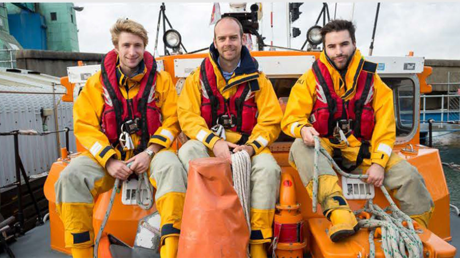 Poole lifeboat crew members Ed Davies, Steve Porter and Chris Speers