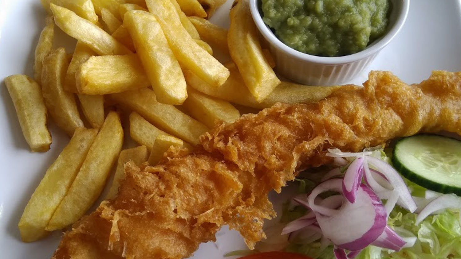 Fish and chips at Lakeside, Poole