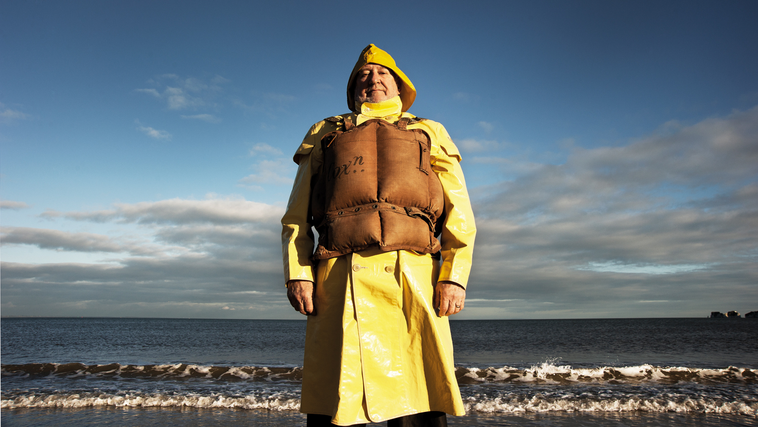 Whitby crew member dressed in old RNLI kit