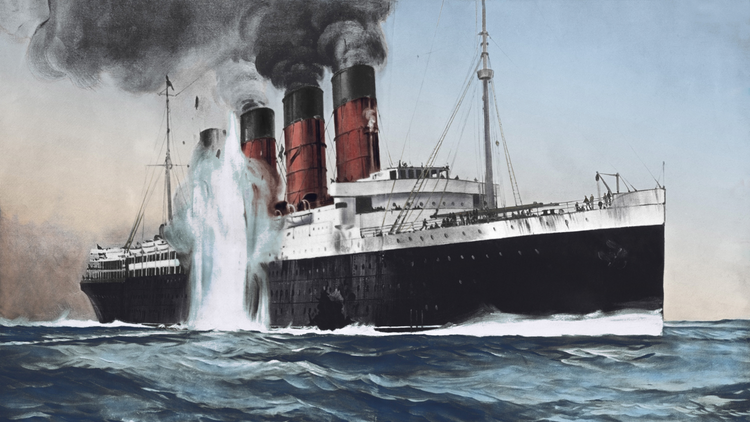 A painting of Lusitania in 1915