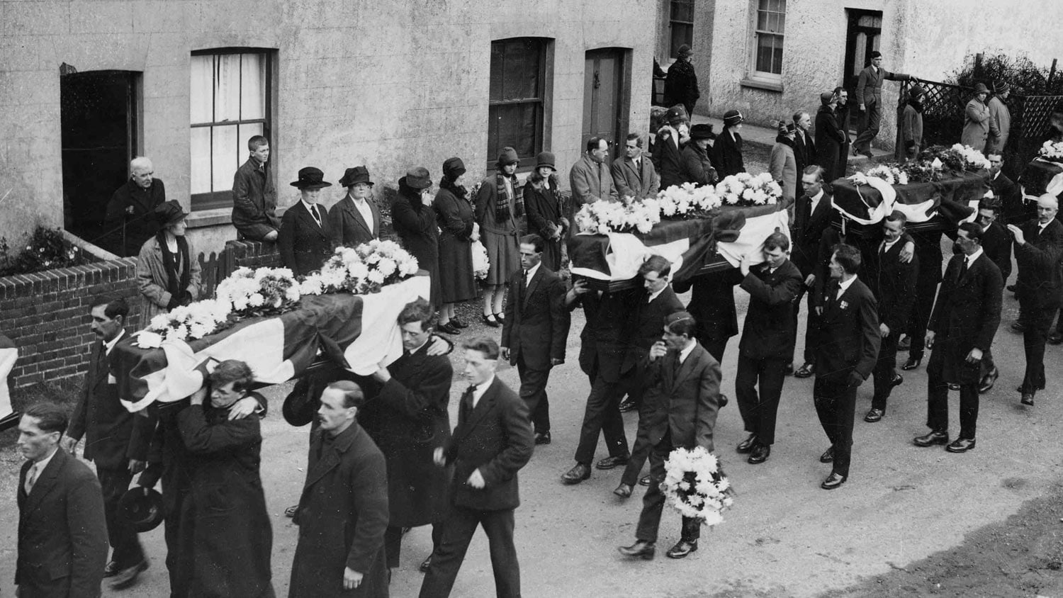 The funeral procession of the lost crew of the Rye Harbour lifeboat Mary Stanford, 1928