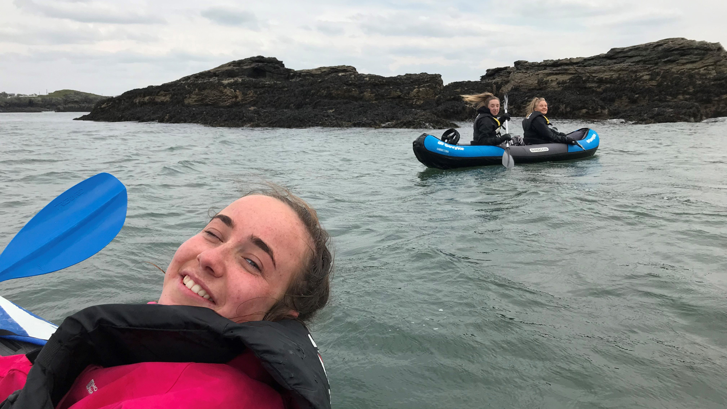 Katie with Megan and Rachel in the background on the day of the accident