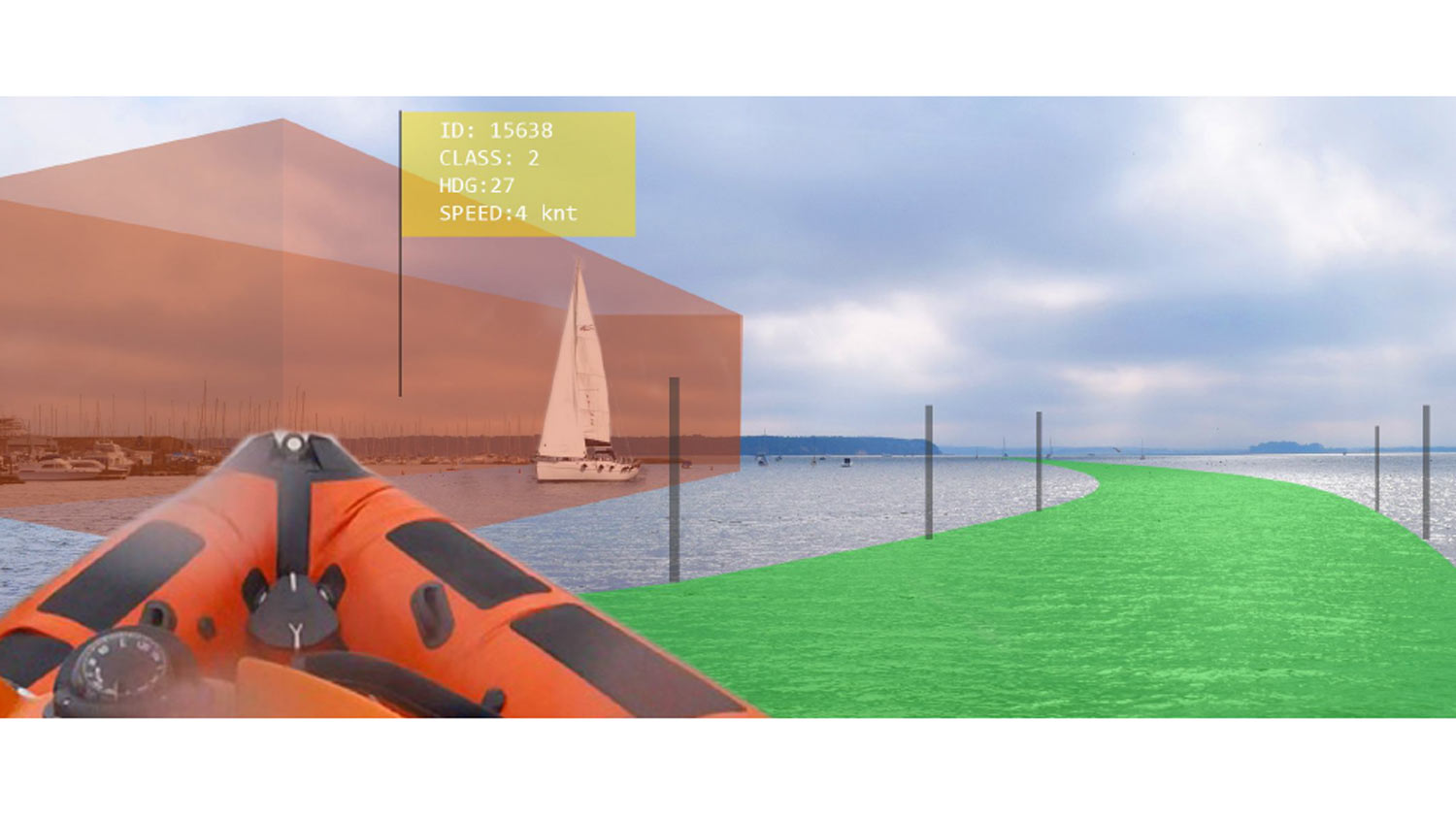Artistic impression of how an RNLI AR display might someday appear on a crew member's visor