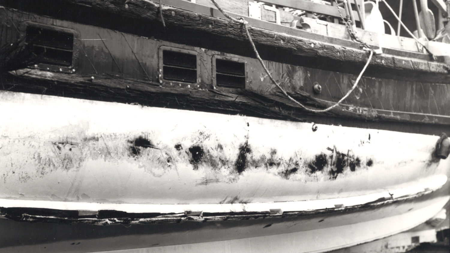  The damaged hull of the ill-fated lifeboat Duchess of Kent